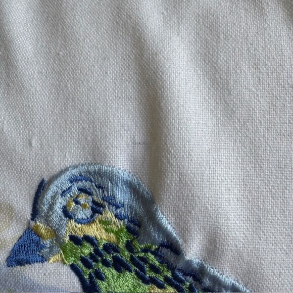 EMBROIDERED BIRD Sanibel Home 20X20 Square Decor Pillow 100% Cotton Cover READ - Picture 9 of 10
